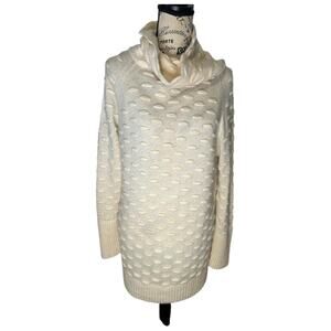 Ester Cashmere and silk cowl neck Ivory sweater dress tunic Made in Italy. L/XL